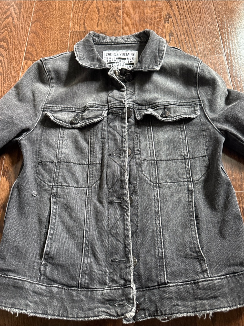 Zadig & Voltaire Washed Black Denim Jacket - Picture 2 of 3
